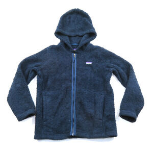 Patagonia Hooded Lightweight Fleece Jacket Blue Zip Up Youth Sz M 10